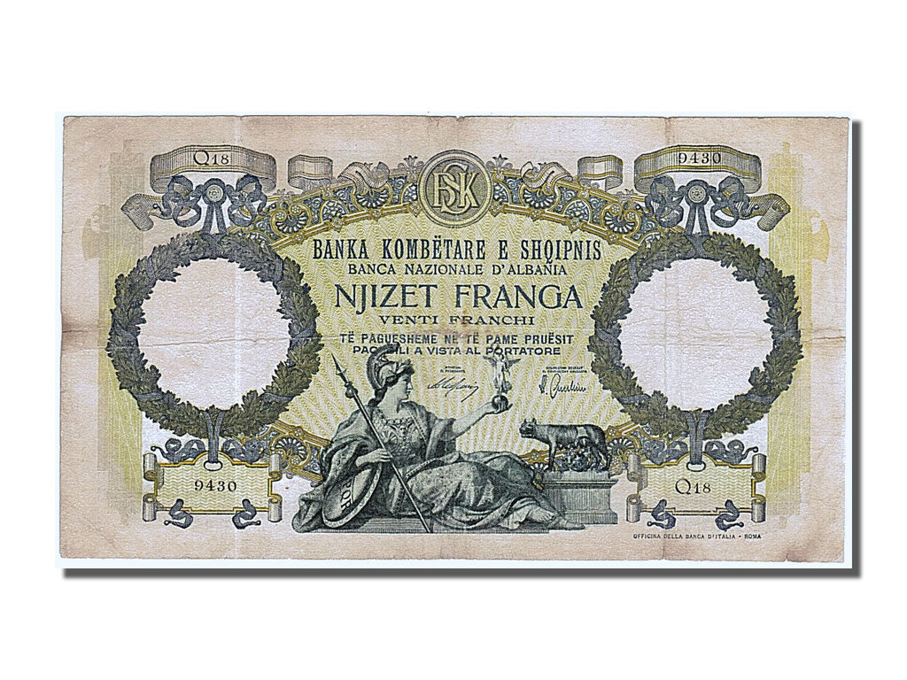 Albania, 20 Franga, 1939, KM #7, EF(40-45), Q18