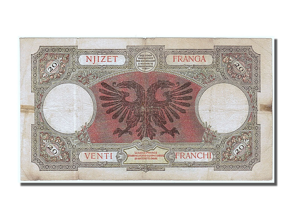 Albania, 20 Franga, 1939, KM #7, EF(40-45), Q18
