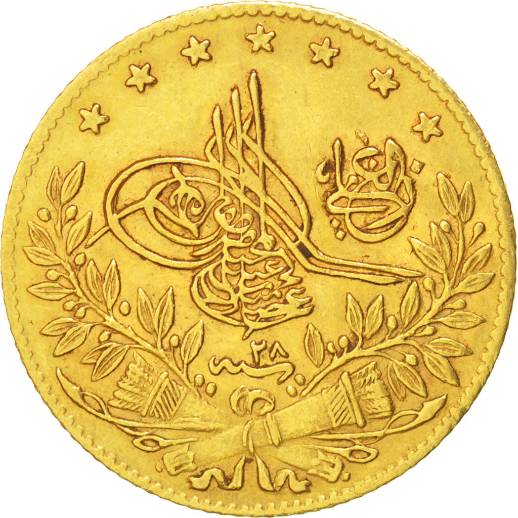 Türkei, Abdul Hamid II, 50 Kurush, 1902, Qustantiniyah, AU(55-58), Gold, KM:731