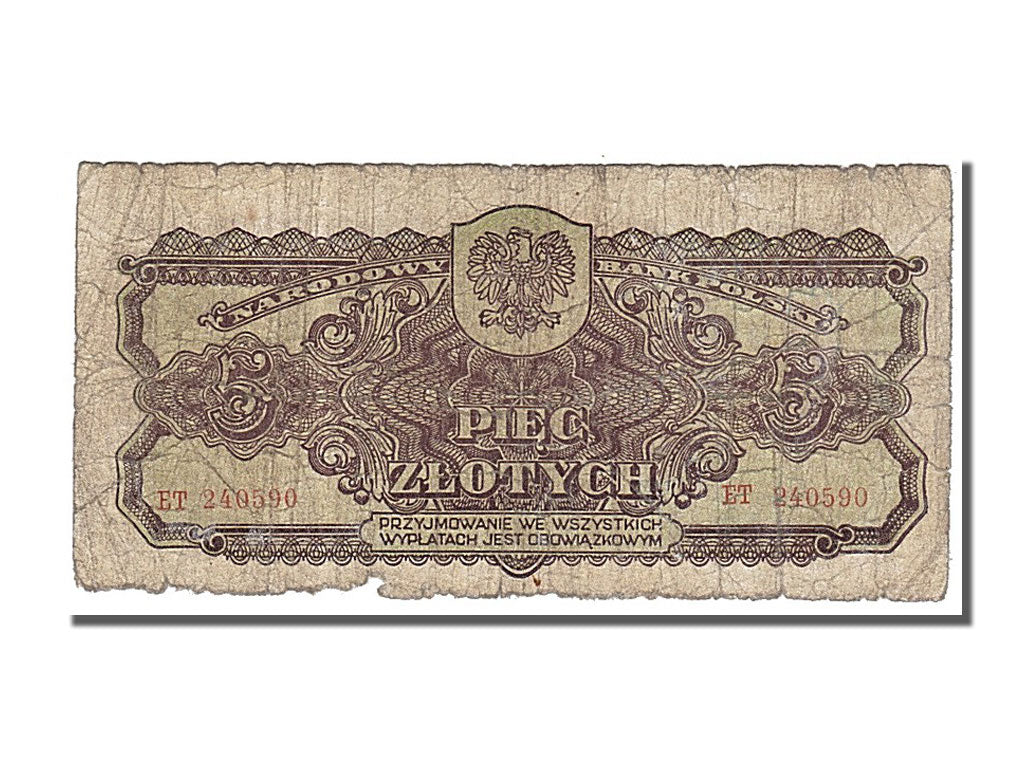 Poland, 5 Zlotych, 1944, KM #108, VG(8-10)