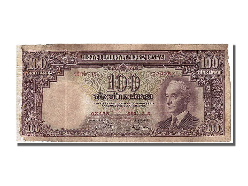 Turkey, 100 Lira, 1942, F(12-15), F15