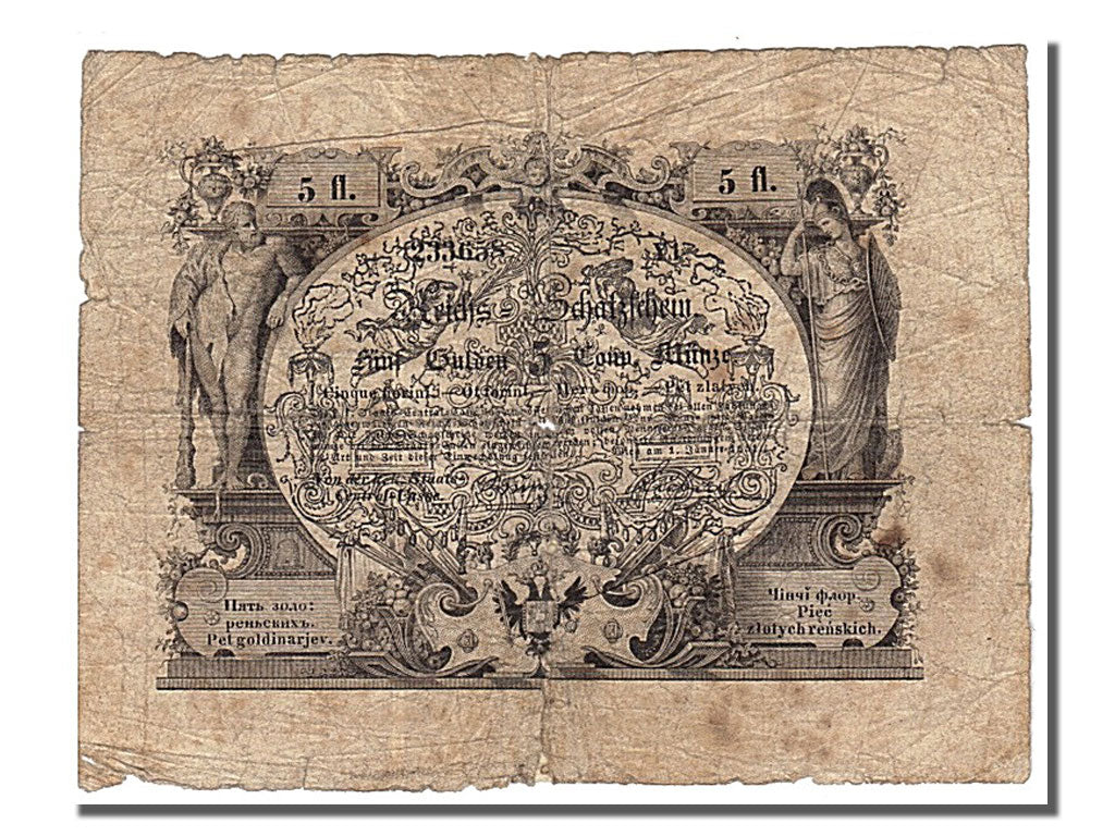 Austria, 5 Gulden, 1851, 1851-01-01, F(12-15)