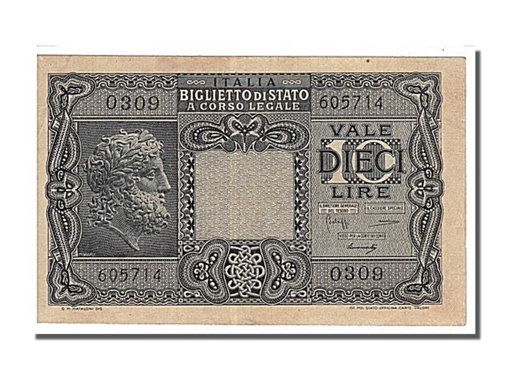 Italy, 10 Lire, 1944, KM #32b, 1944-11-23, UNC(60-62), 0309