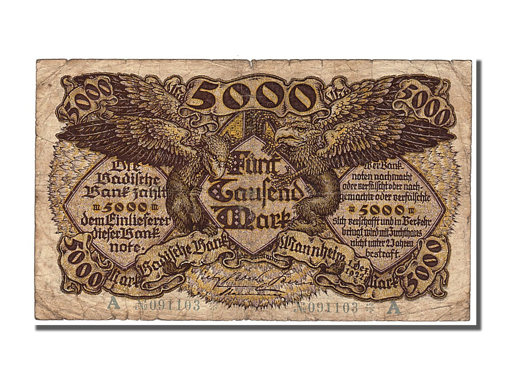 German States, 5000 Mark, 1922, KM #S909, 1922-12-01, VF(20-25), A