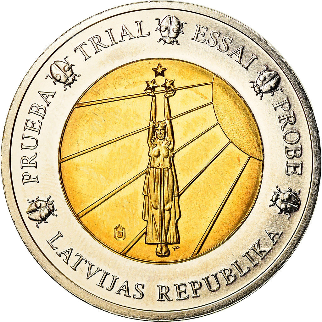 Latvia, Medal, 2 E, Essai-Trial, MS(65-70), Bi-Metallic