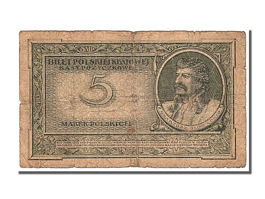 Poland, 5 Marek, 1919, KM #20b, 1919-05-17, VF(20-25), M