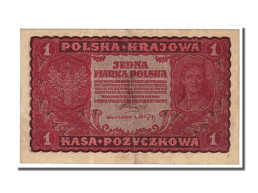 Poland, 1 Marka, 1919, KM #23, 1919-08-23, AU(55-58), BB