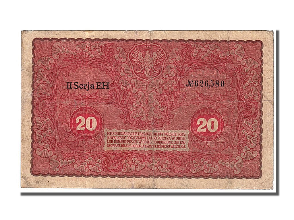Poland, 20 Marek, 1919, KM #26, 1919-08-23, EF(40-45), EH