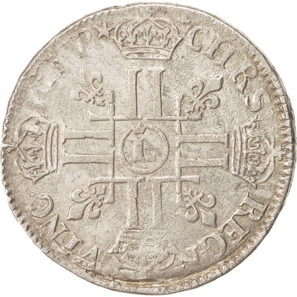 France, Louis XIV, 1/2 Écu aux 8 L, 1690, Lille, VF(20-25), Silver, KM 273.19