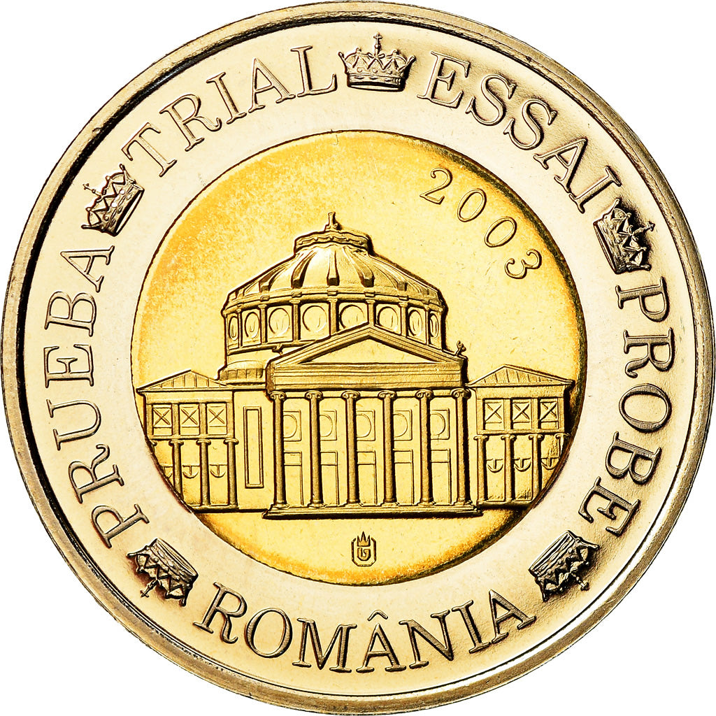 Romania, Medal, 2 E, Essai-Trial, 2003, MS(65-70), Bi-Metallic