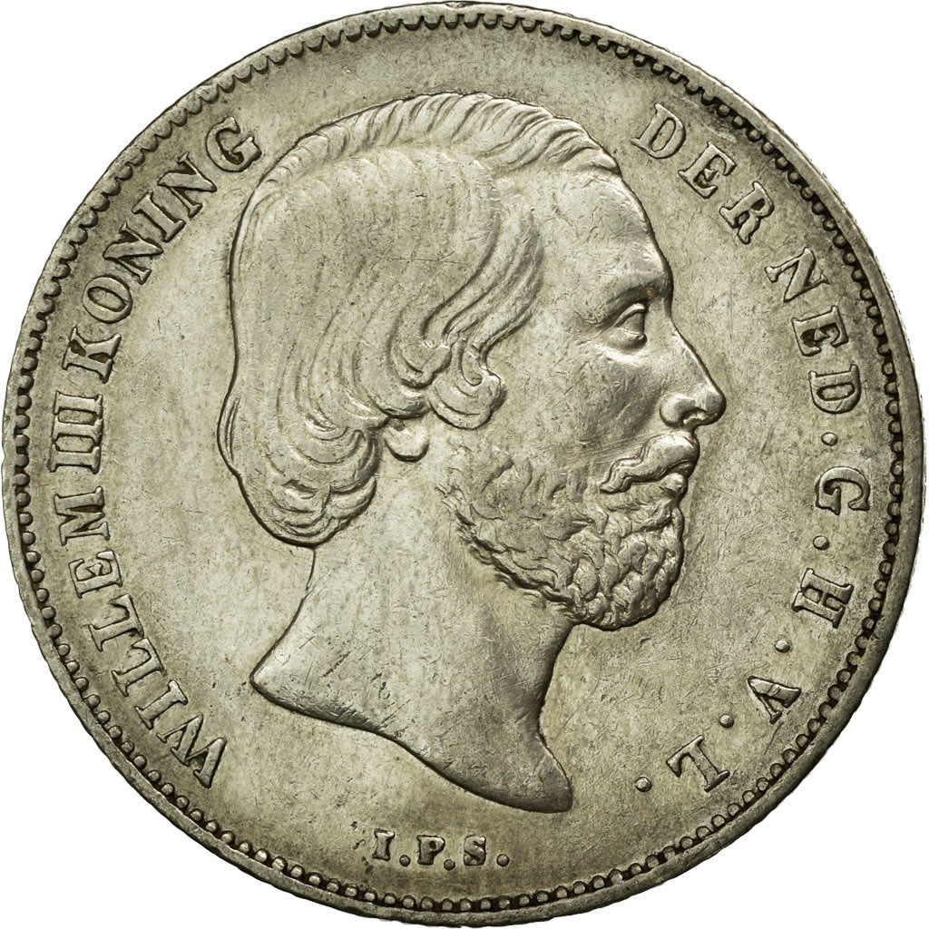 Coin, Netherlands, William III, 1/2 Gulden, 1868, AU(55-58), Silver, KM:92