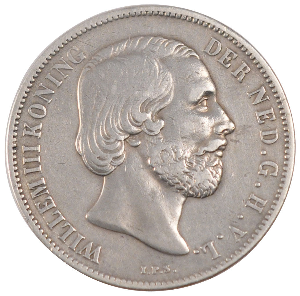 NETHERLANDS, Gulden, 1851, KM #93, EF(40-45), Silver, 28, 9.85