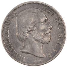 NETHERLANDS, Gulden, 1864, KM #93, EF(40-45), Silver, 28, 9.86