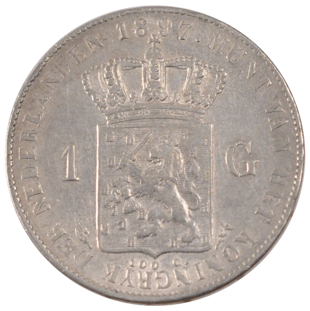 NETHERLANDS, Gulden, 1897, KM #117, EF(40-45), Silver, 28, 9.94