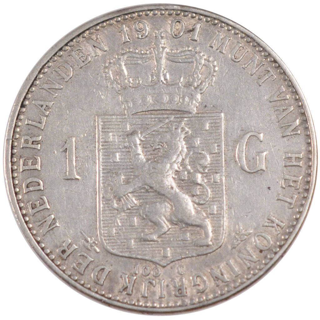 NETHERLANDS, Gulden, 1901, KM #122.1, EF(40-45), Silver, 28, 9.94