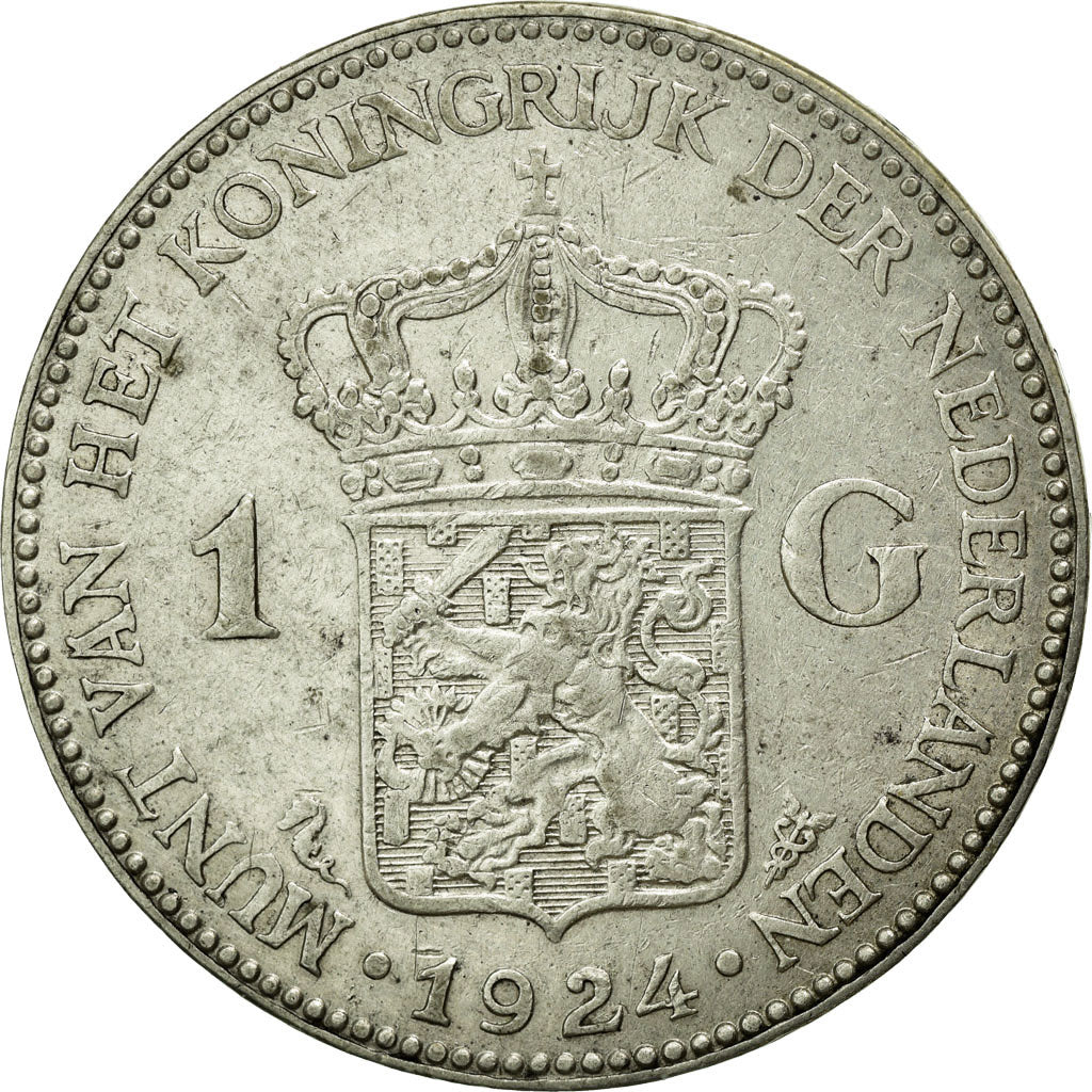 Coin, Netherlands, Wilhelmina I, Gulden, 1924, EF(40-45), Silver, KM:161.1