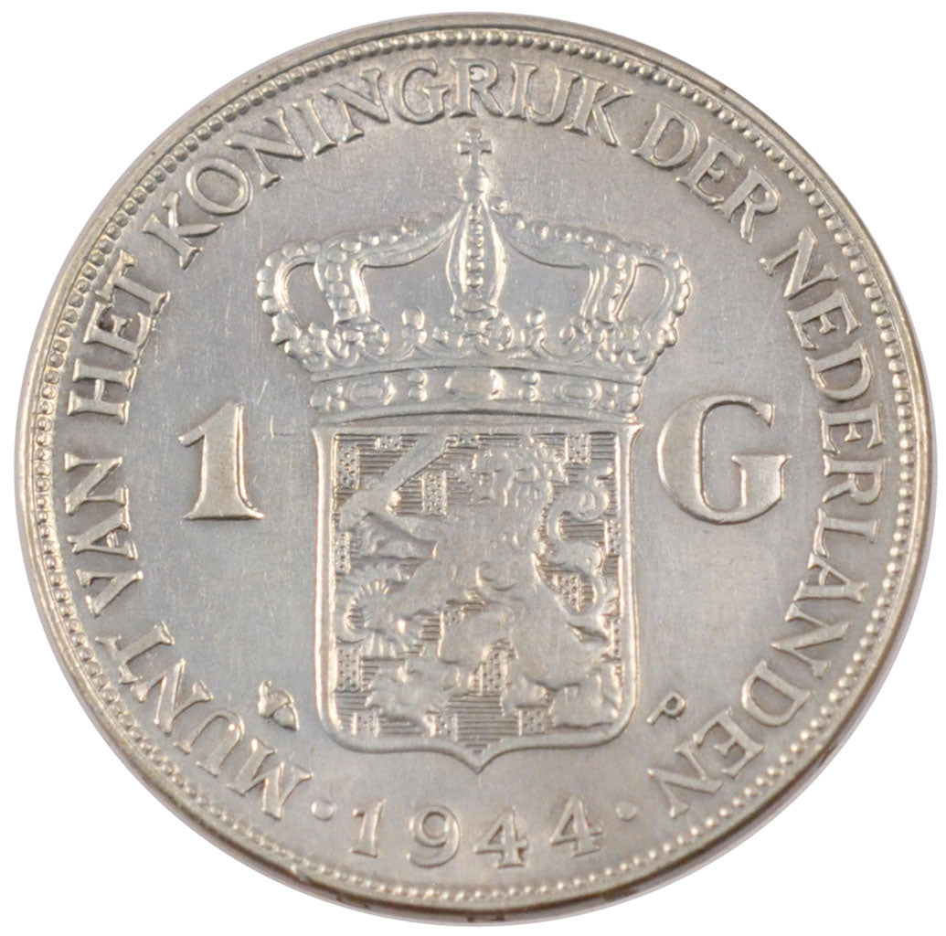 NETHERLANDS, Gulden, 1944, Philadelphia, KM #161.2, EF(40-45), Silver, 28, 9.94