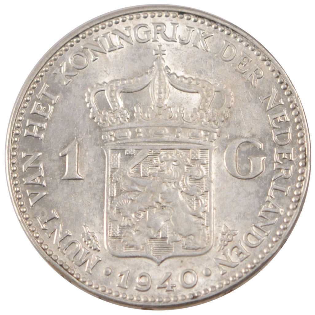 NETHERLANDS, Gulden, 1940, KM #161.1, AU(55-58), Silver, 28, 9.97