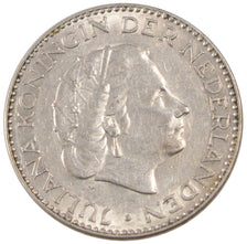 NETHERLANDS, Gulden, 1954, KM #184, AU(55-58), Silver, 25, 6.47