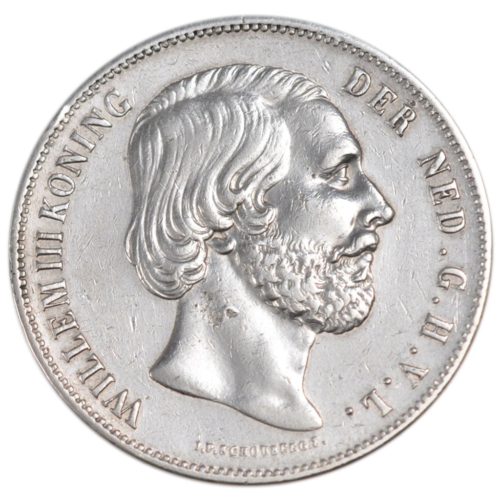 NETHERLANDS, 2-1/2 Gulden, 1858, KM #82, AU(50-53), Silver, 38, 24.82