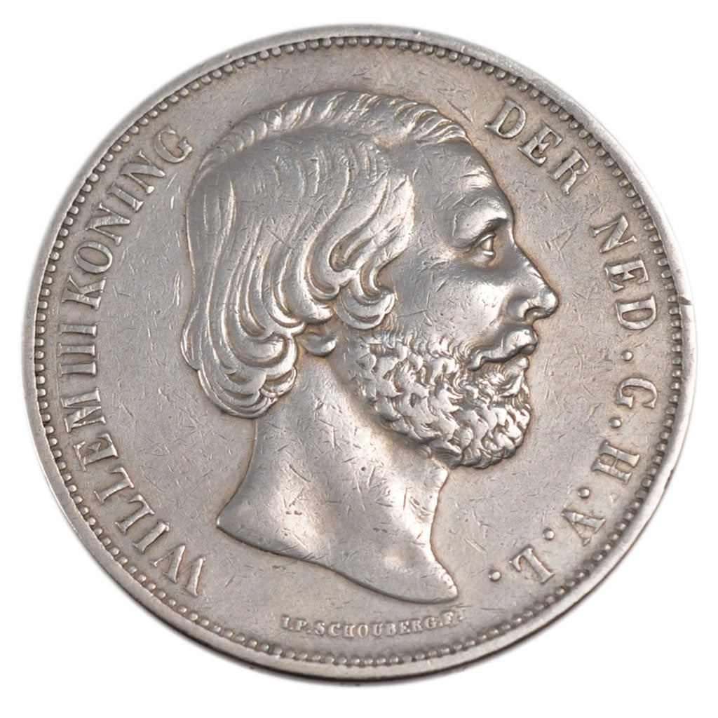 NETHERLANDS, 2-1/2 Gulden, 1869, KM #82, AU(50-53), Silver, 38, 24.84