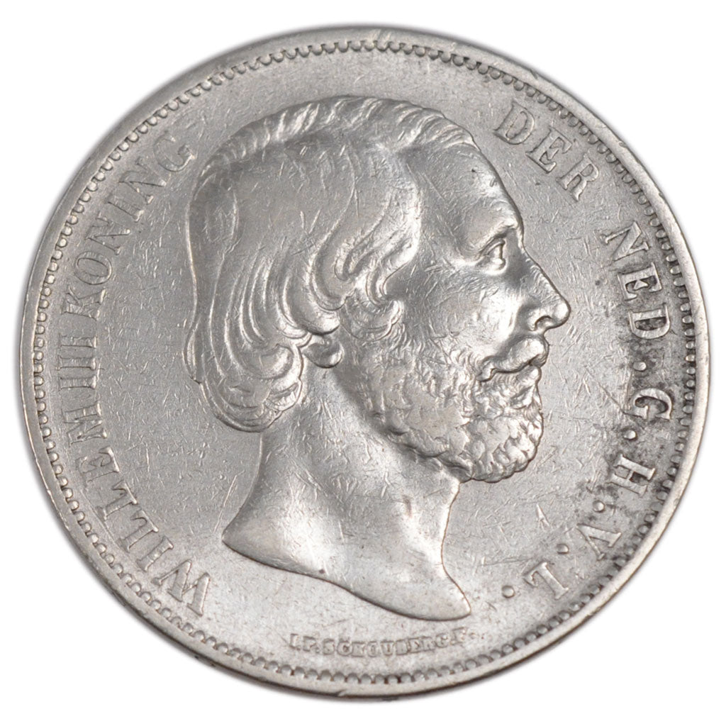NETHERLANDS, 2-1/2 Gulden, 1873, KM #82, EF(40-45), Silver, 38, 24.78