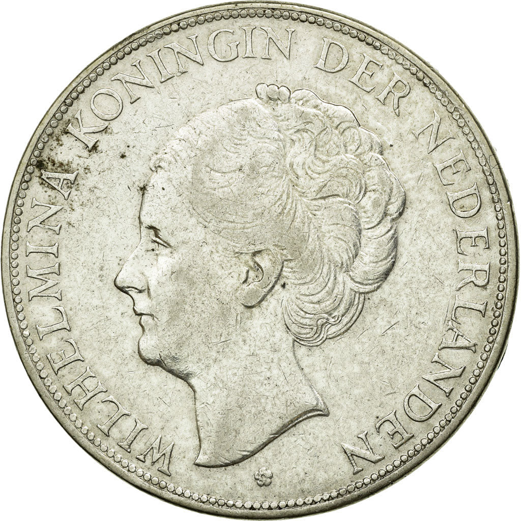 Coin, Netherlands, Wilhelmina I, 2-1/2 Gulden, 1929, EF(40-45), Silver, KM:165