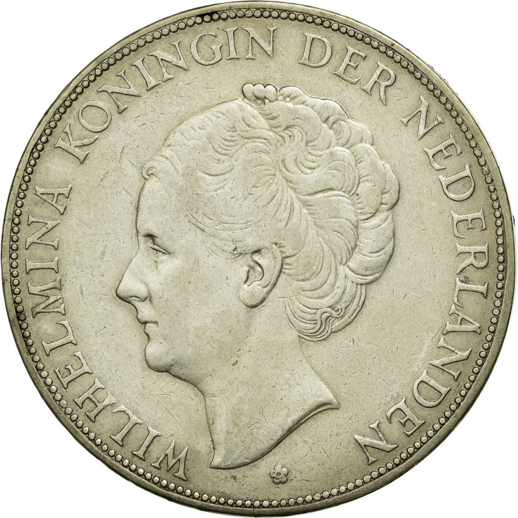 Coin, Netherlands, Wilhelmina I, 2-1/2 Gulden, 1929, EF(40-45), Silver, KM:165
