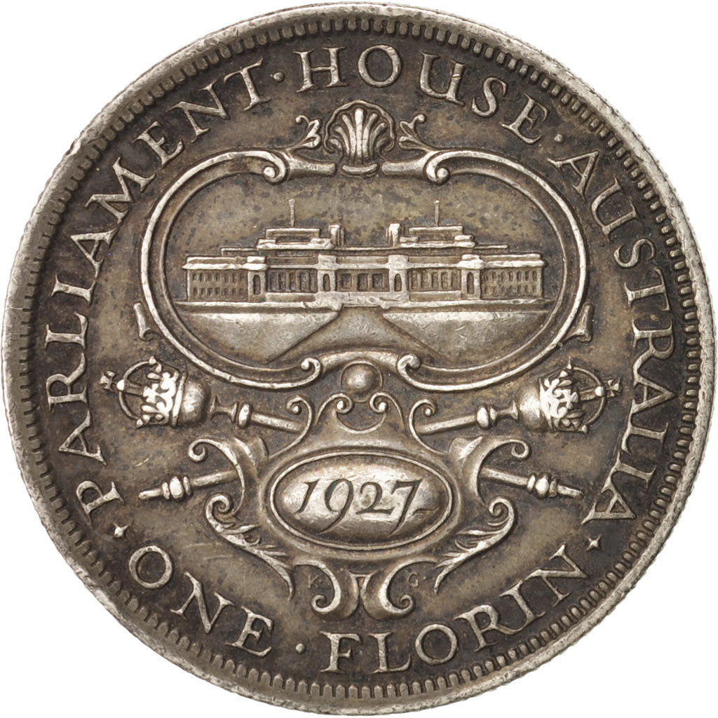Australia, George V, Florin, 1927, Melbourne, EF(40-45), Silver, KM:31