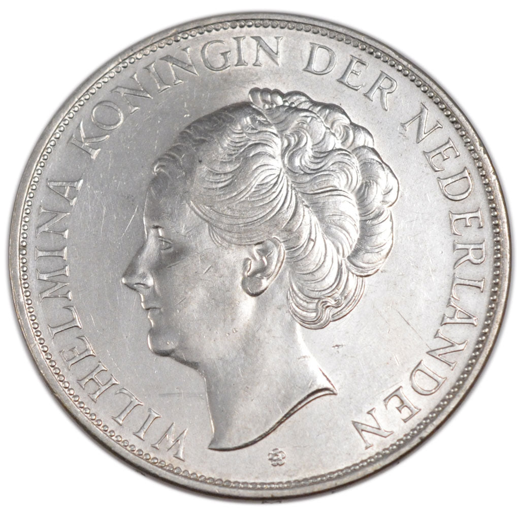 NETHERLANDS, 2-1/2 Gulden, 1938, KM #165, EF(40-45), Silver, 38, 24.99