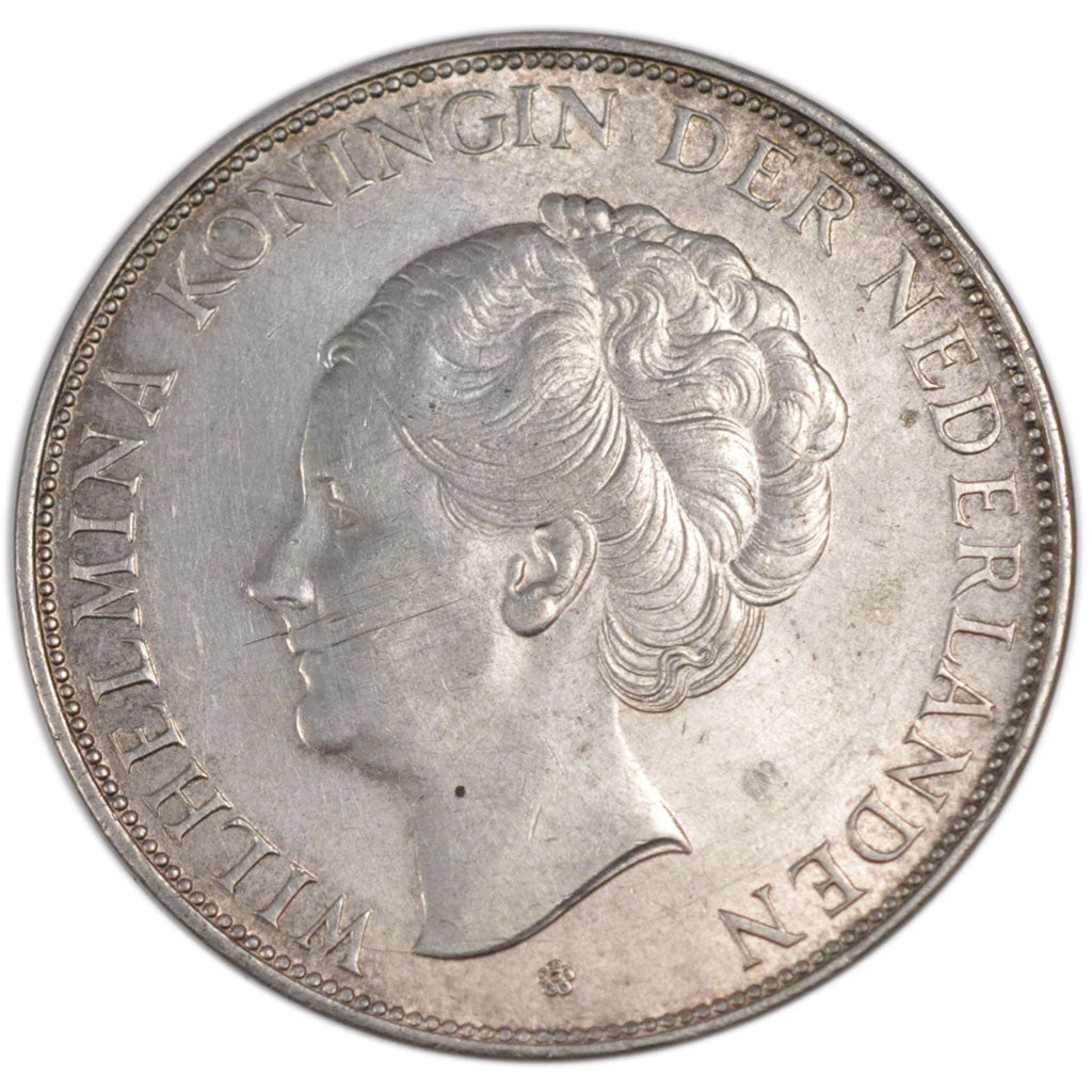NETHERLANDS, 2-1/2 Gulden, 1939, KM #165, AU(55-58), Silver, 38, 24.97