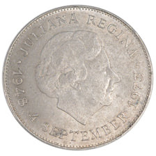 NETHERLANDS, 10 Gulden, 1973, KM #196, AU(55-58), Silver, 38, 25.00