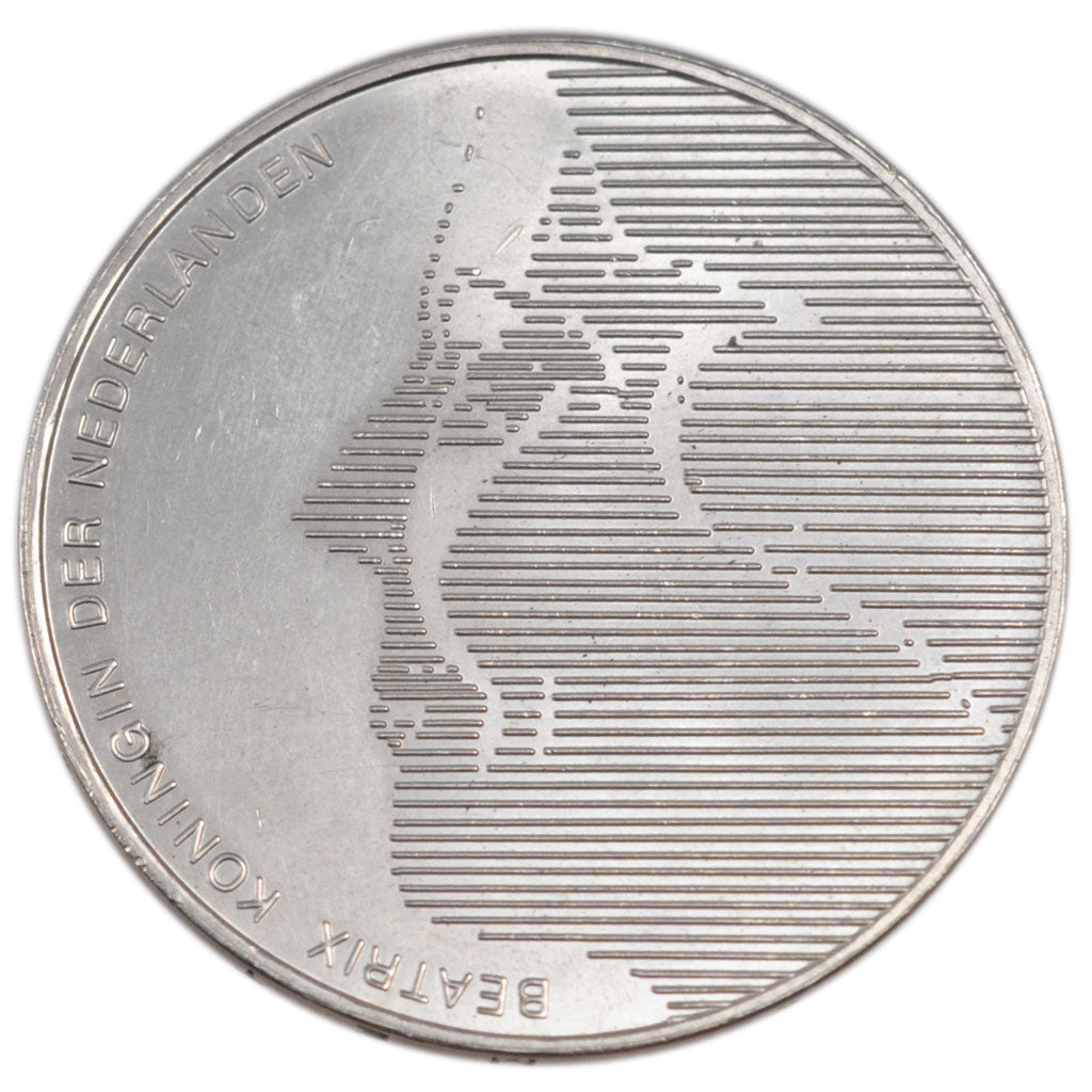 NETHERLANDS, 50 Gulden, 1984, KM #208, AU(55-58), Silver, 38, 25.13