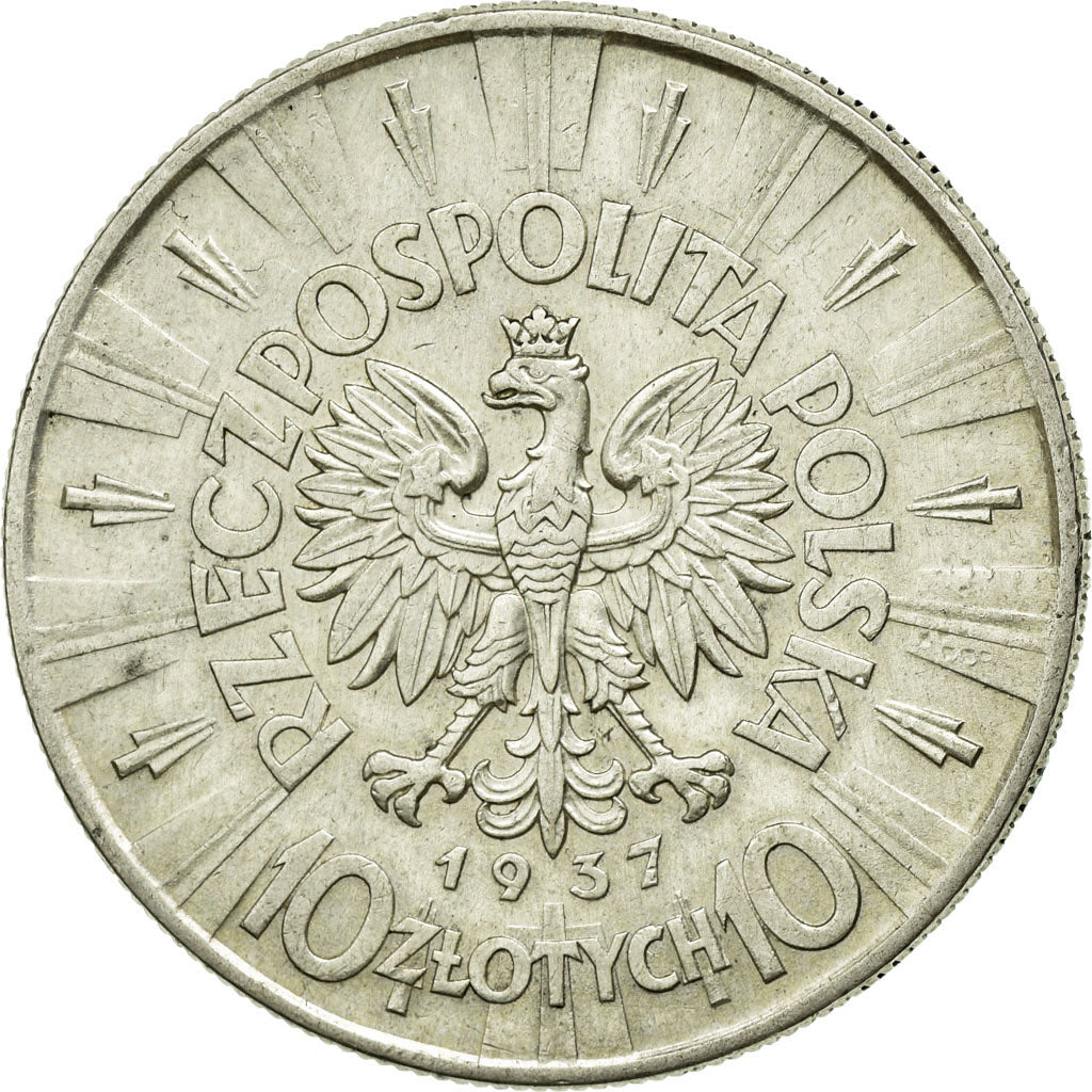 Coin, Poland, 10 Zlotych, 1937, Warsaw, AU(55-58), Silver, KM:29