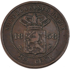 Indie Orientali Olandesi, 2 1/2 Cent, 1858, BB, Rame, KM:308