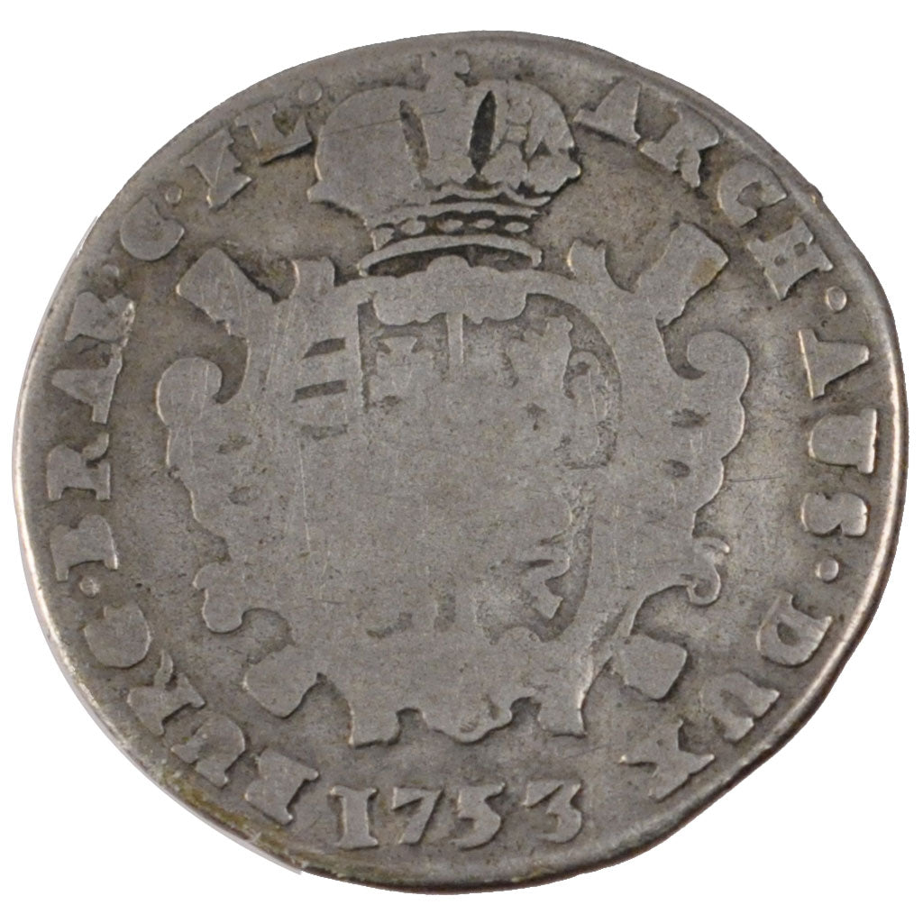 Belgium, Escalin, 1753, Bruges, KM #4, F(12-15), Silver, 4.54