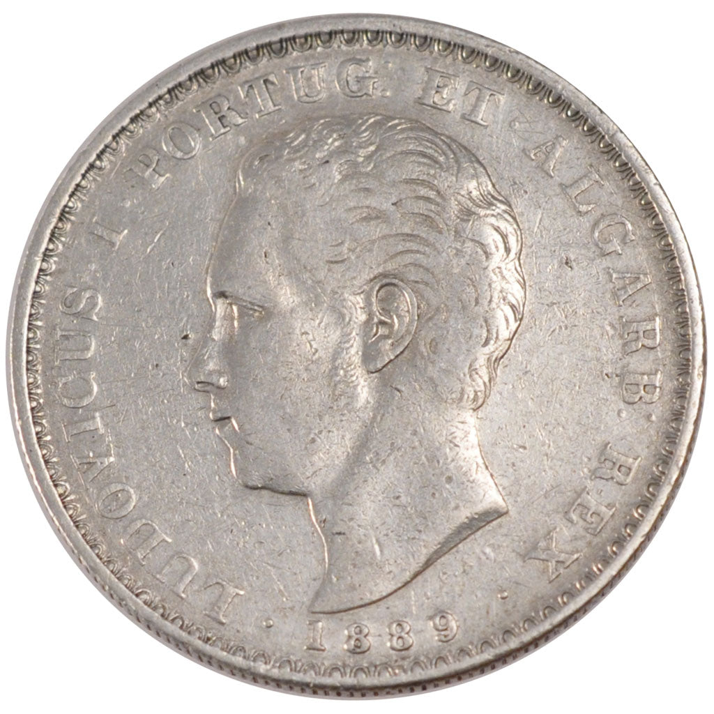PORTUGAL, 500 Reis, 1889, KM #509, EF(40-45), Silver, 12.48