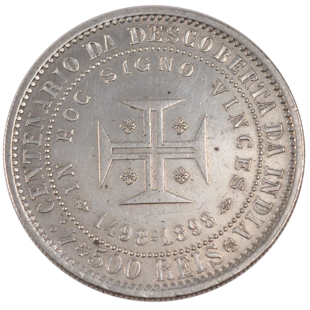 PORTUGAL, 500 Reis, 1898, KM #538, AU(55-58), Silver, 12.42