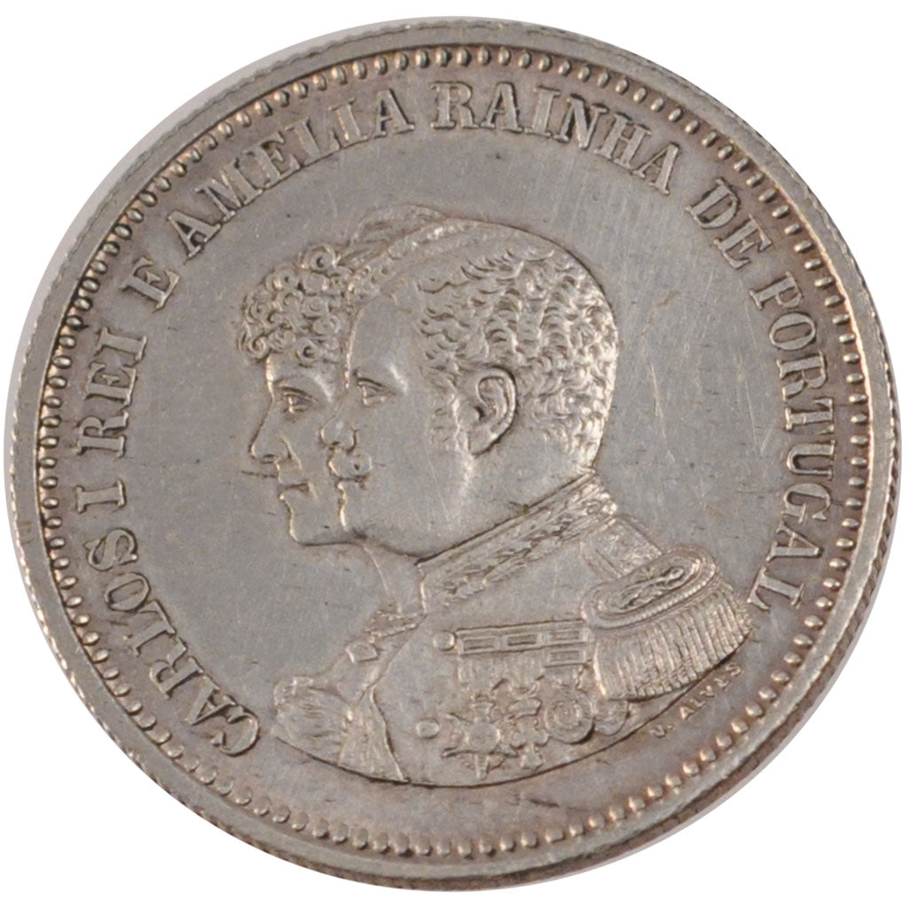 PORTUGAL, 200 Reis, 1898, KM #537, AU(55-58), Silver, 4.99
