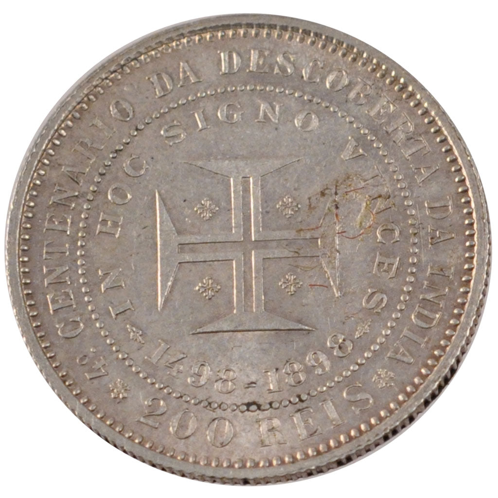 PORTUGAL, 200 Reis, 1898, KM #537, AU(55-58), Silver, 4.99