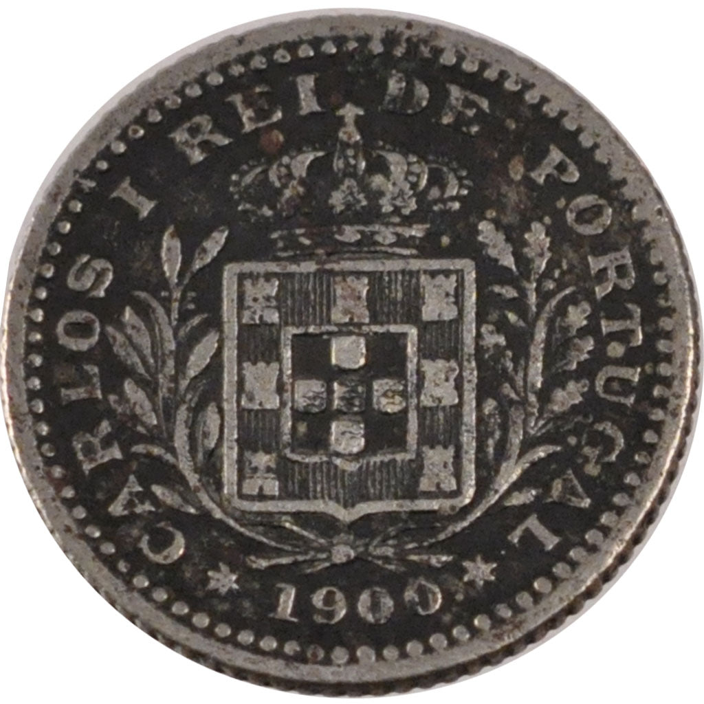 PORTUGAL, 50 Reis, 1900, KM #545, EF(40-45), Copper-Nickel, 2.60