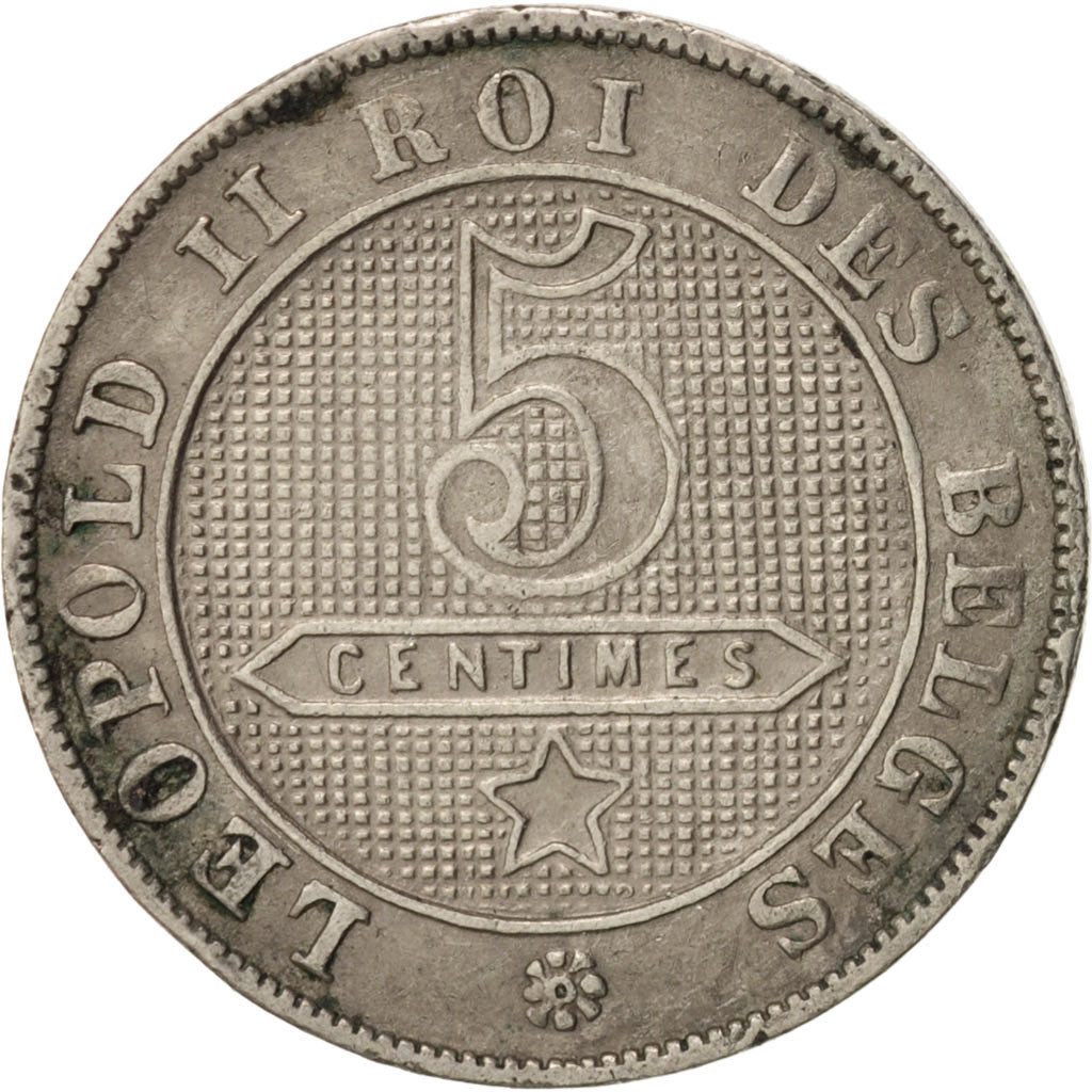 Belgium, Leopold II, 5 Centimes, 1895, EF(40-45), Copper-nickel, KM:40