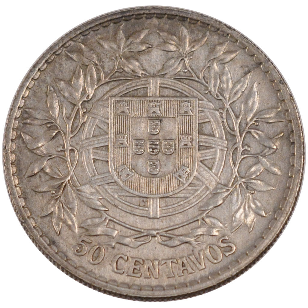 PORTUGAL, 50 Centavos, 1912, KM #561, AU(55-58), Silver, 12.51