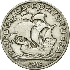 Moneta, Portugal, 10 Escudos, 1934, AU(50-53), Srebro, KM:582