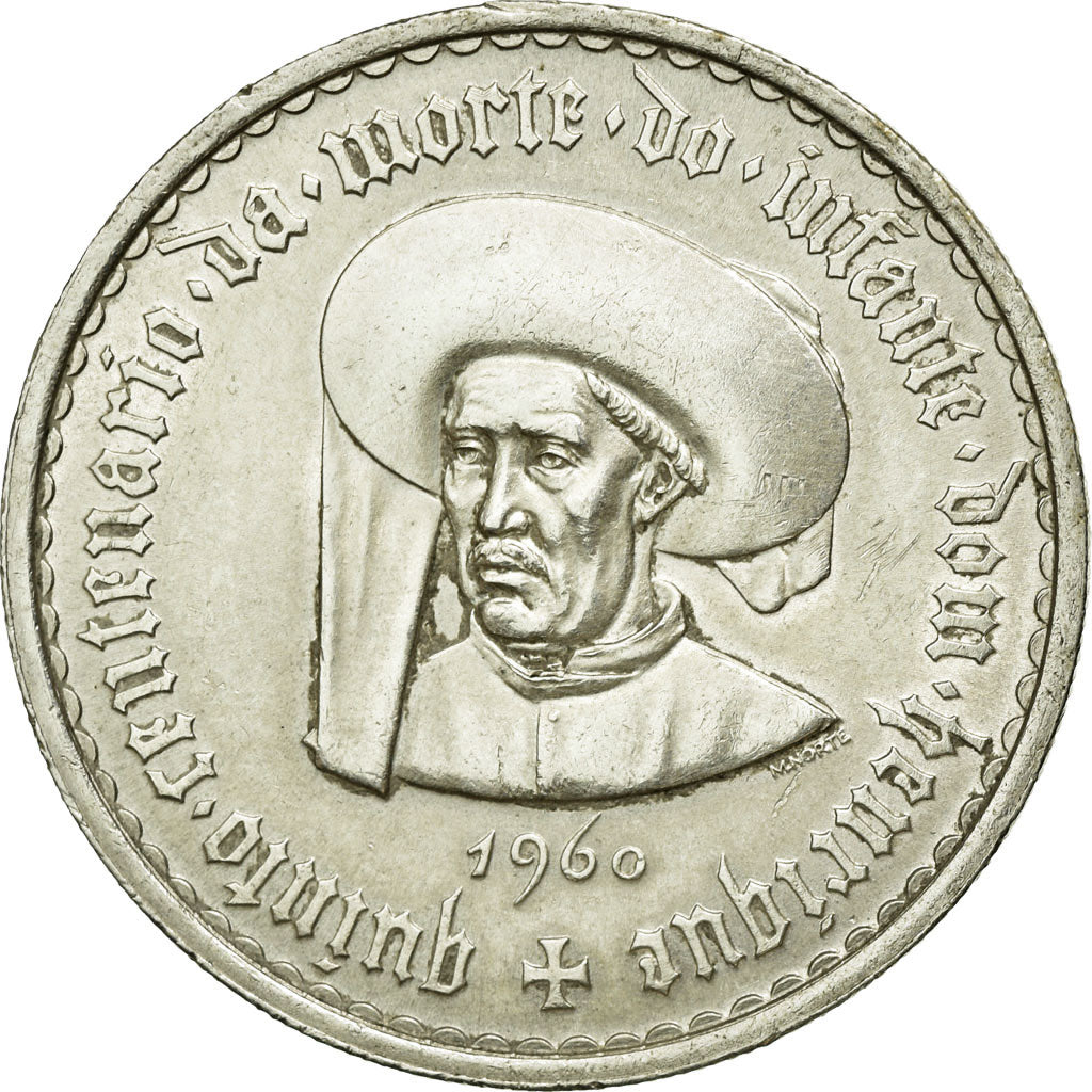 Coin, Portugal, 20 Escudos, 1960, MS(60-62), Silver, KM:589