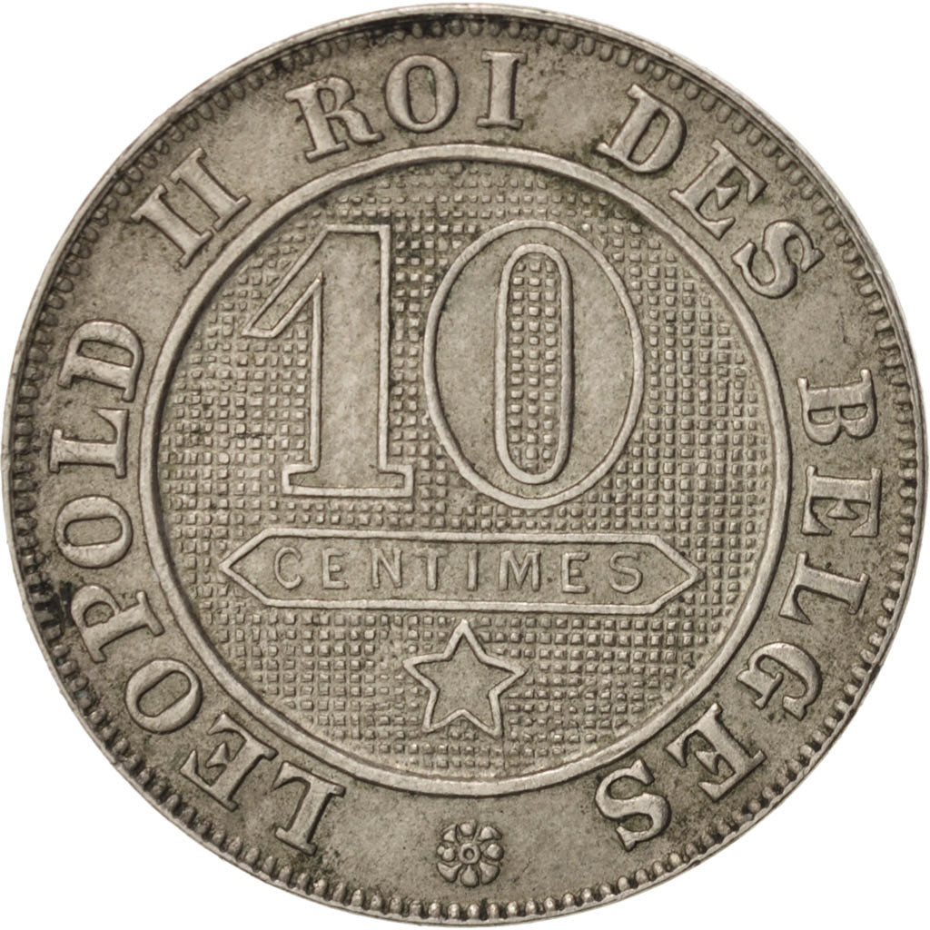 Coin, Belgium, Leopold II, 10 Centimes, 1894, AU(55-58), Copper-nickel, KM:42