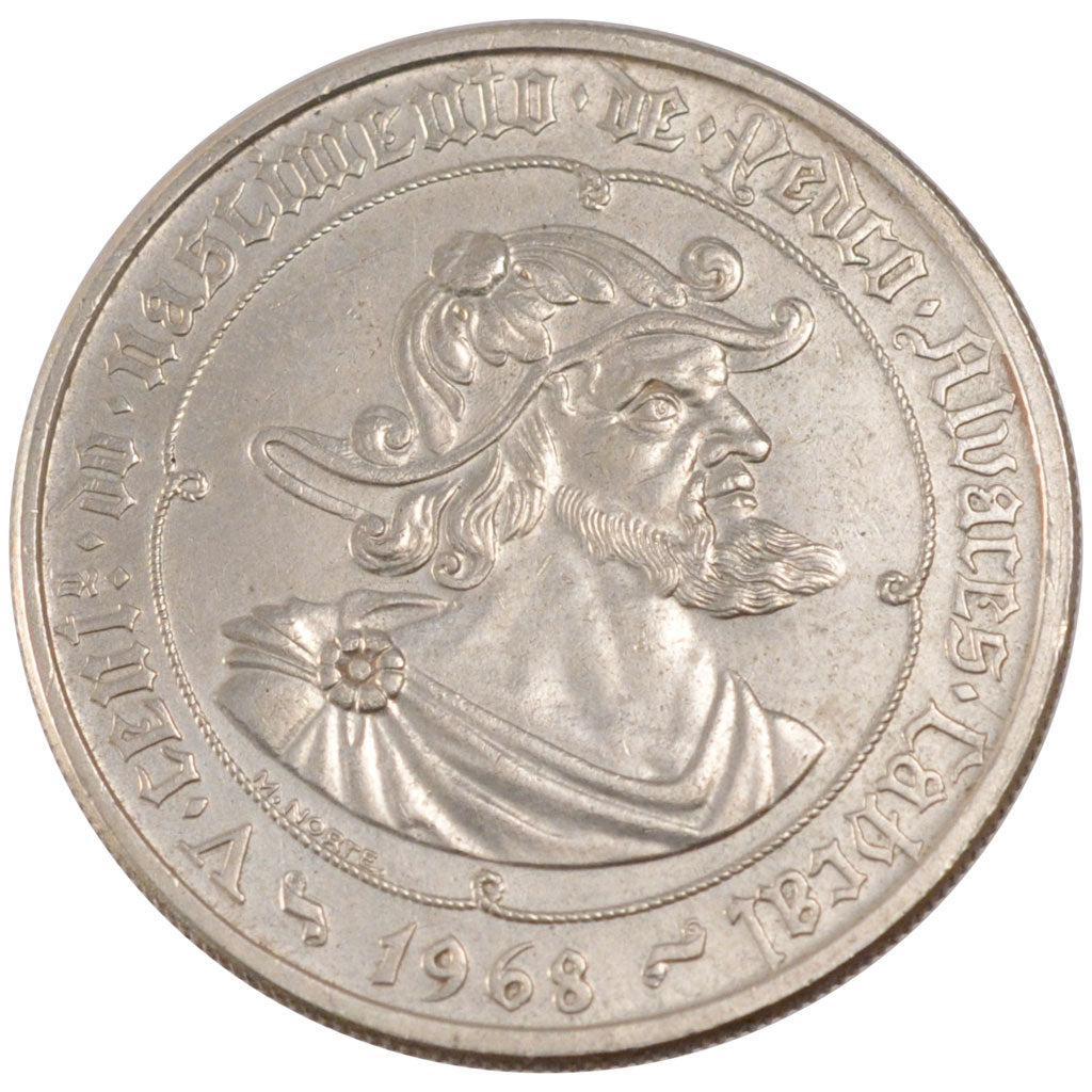 PORTUGAL, 50 Escudos, 1968, KM #593, MS(60-62), Silver, 17.98