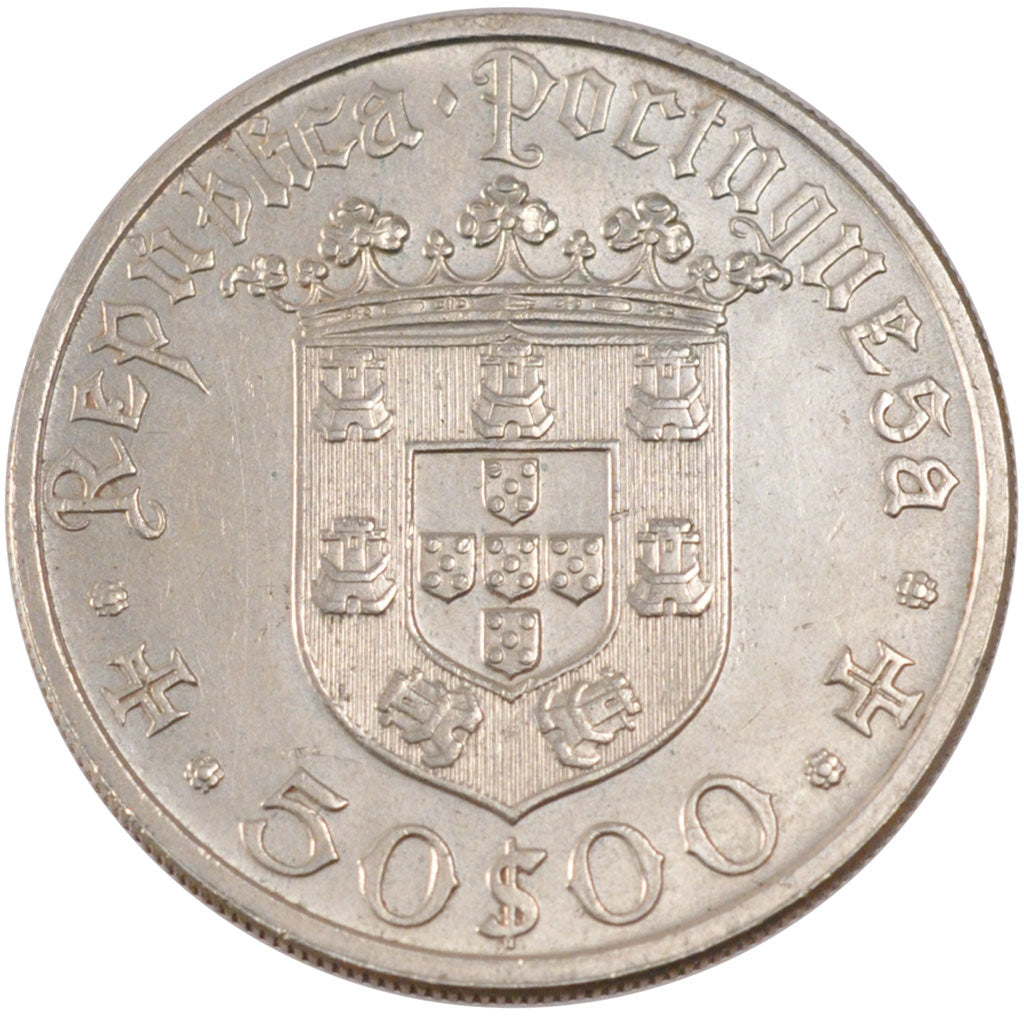 PORTUGAL, 50 Escudos, 1968, KM #593, MS(60-62), Silver, 17.98