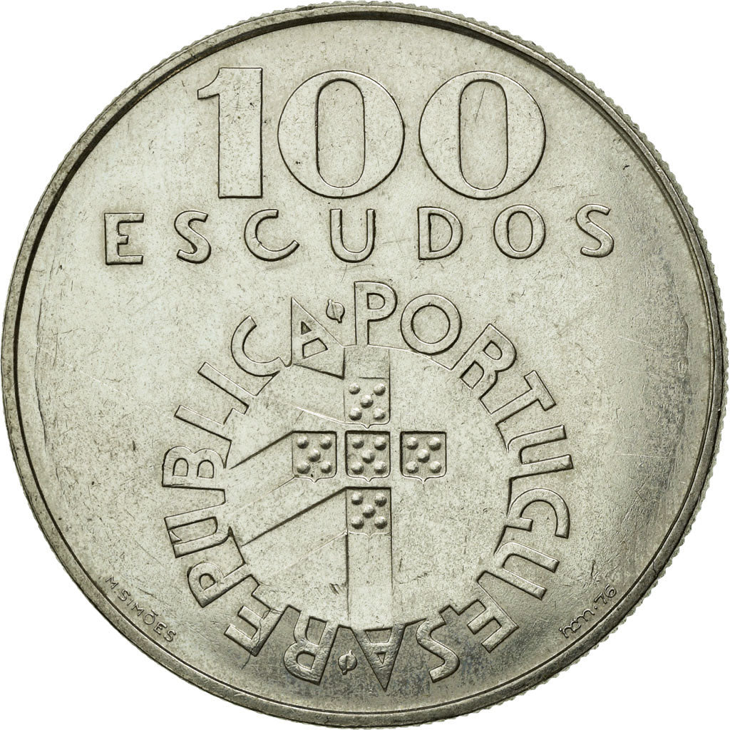 Coin, Portugal, 100 Escudos, 1976, MS(60-62), Silver, KM:603