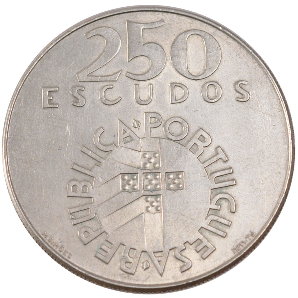 PORTUGAL, 250 Escudos, 1976, KM #604, MS(60-62), Silver, 37, 24.63